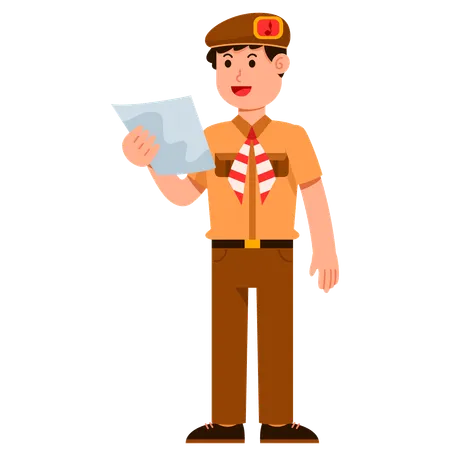 Garçon scout étudiant indonésien  Illustration