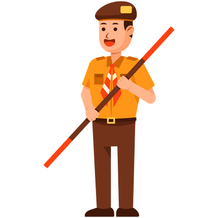 L'Indonésie Scout Boy holding stick  Illustration