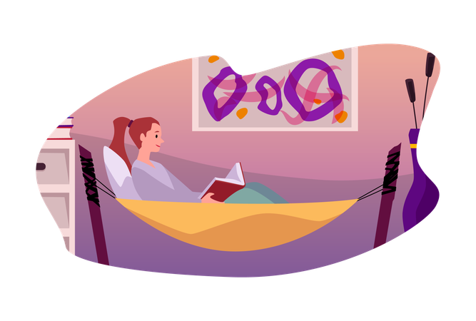 Indoor reading hammock  Illustration