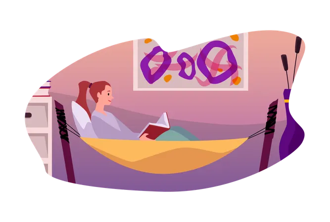 Indoor reading hammock  Illustration