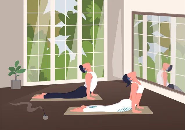 Indoor yoga class  Illustration