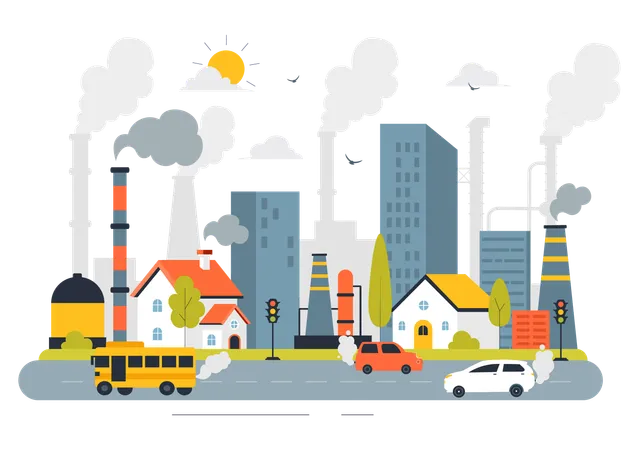 Industria causante de contaminación del aire  Ilustración