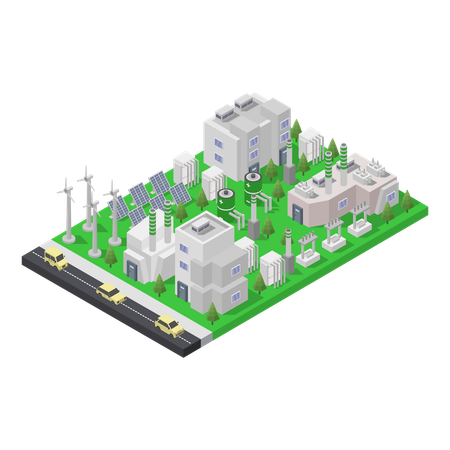 Industria energética sostenible  Ilustración