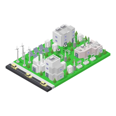 Industria energética sostenible  Ilustración