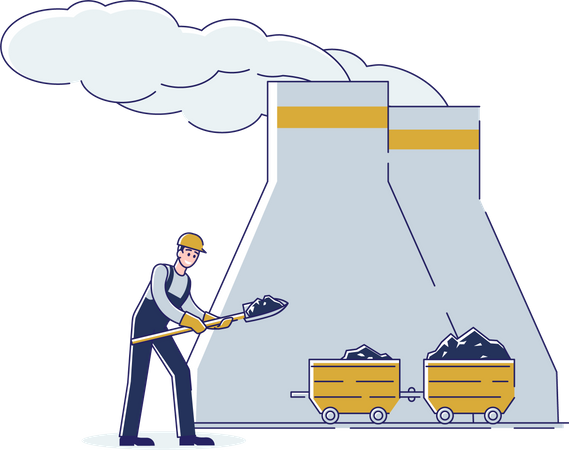 Indústria de mineração e extração de carvão  Ilustração