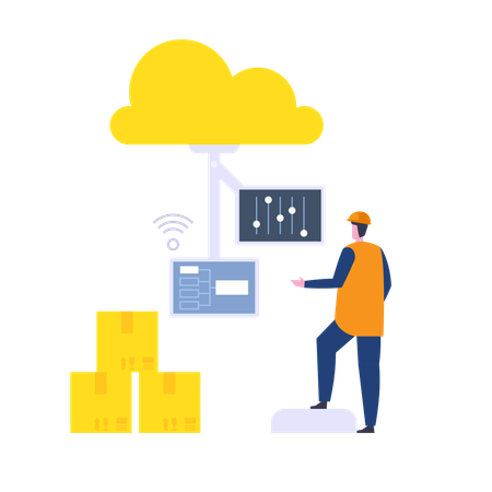 Indústria inteligente com tecnologias de nuvem  Ilustração