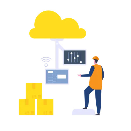 Indústria inteligente com tecnologias de nuvem  Ilustração