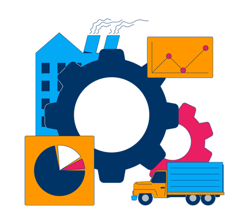 Industria, logística y análisis de datos  Ilustración