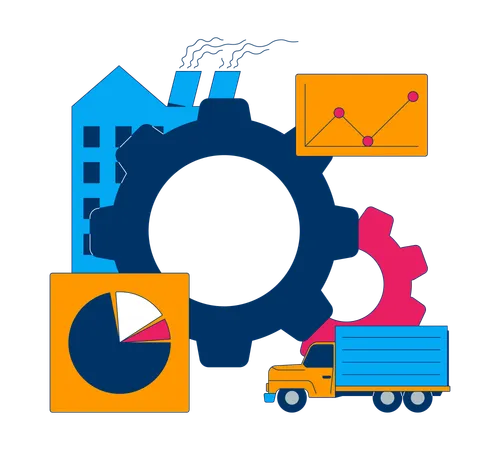 Industria, logística y análisis de datos  Ilustración