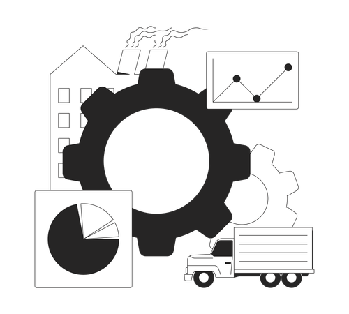 Industria, logística y análisis de datos  Ilustración