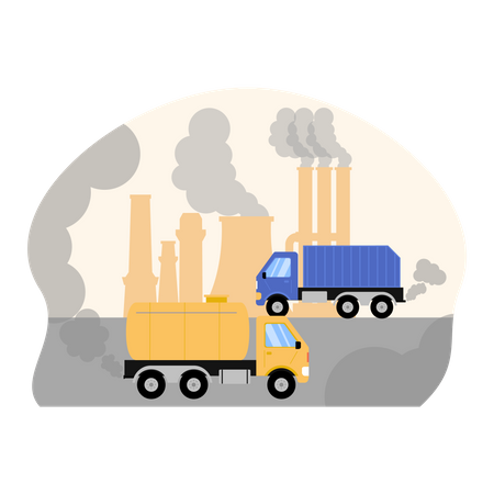 Veículo da indústria liberando gases nocivos  Ilustração