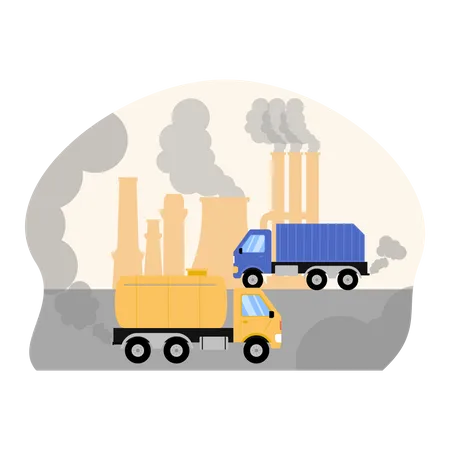 Veículo da indústria liberando gases nocivos  Ilustração