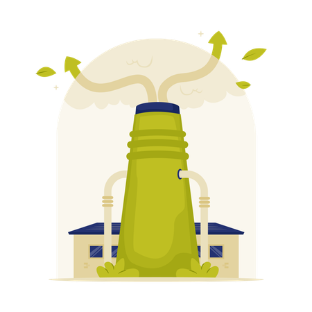 Indústria Verde com Filtragem da Poluição do Ar  Ilustração