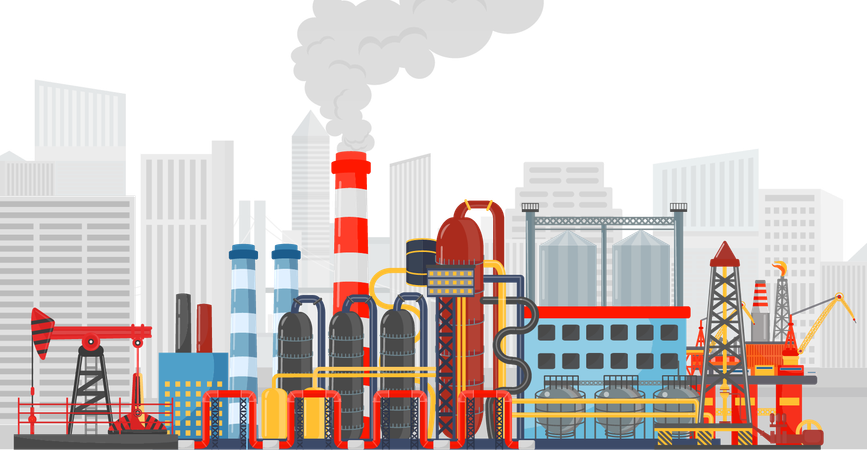 Industrial area with factories  Illustration