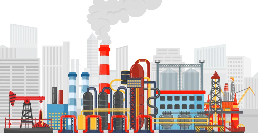 Industrial area with factories  Illustration