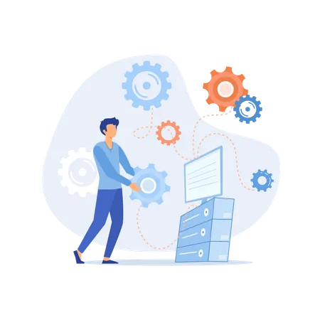 Industrial automated arm for business process automation  Illustration