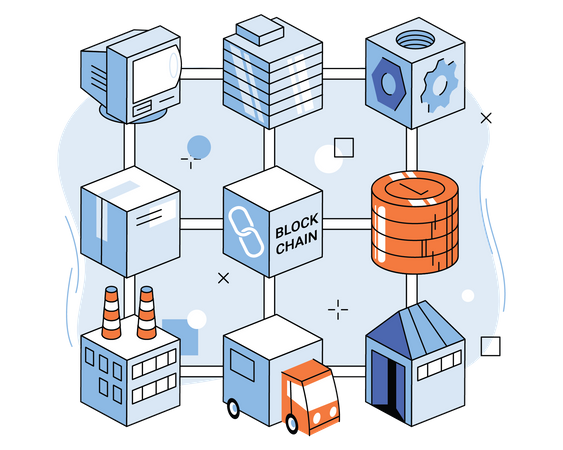 Industrial blockchain technology  Illustration