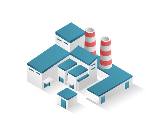 Industrial building with chimney  Illustration