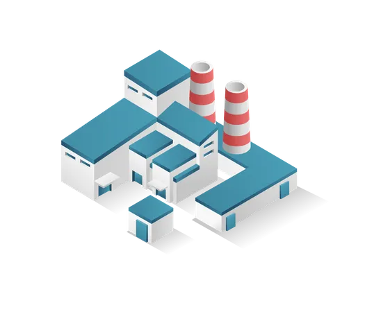 Industrial building with chimney  Illustration