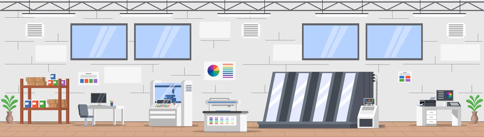 Industrial building with equipment  Illustration