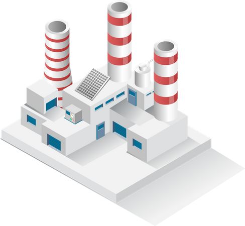 Industrial buildings with chimneys Illustration