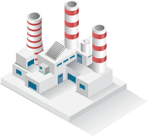 Industrial buildings with chimneys Illustration