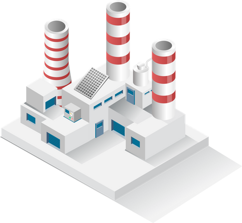 Industrial buildings with chimneys  Illustration