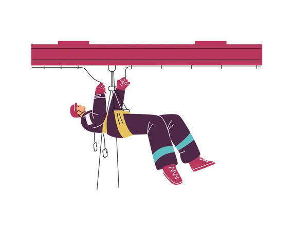 Industrial climber in uniform wearing insurance at work  Illustration