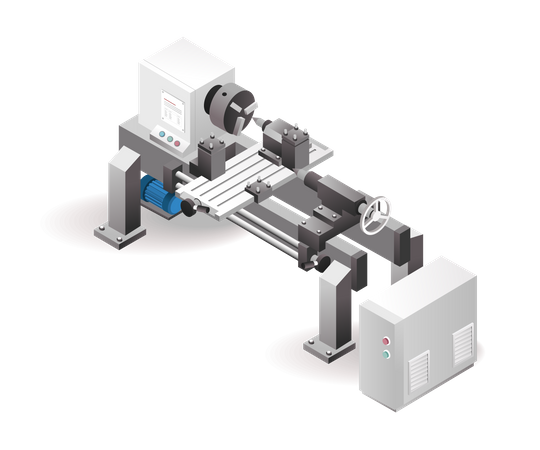Industrial CNC automatic lathe drilling machine tool technology factory with artificial intelligence  Illustration