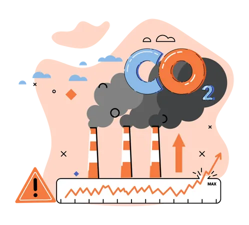 Industrial emissions of carbon dioxide  Illustration