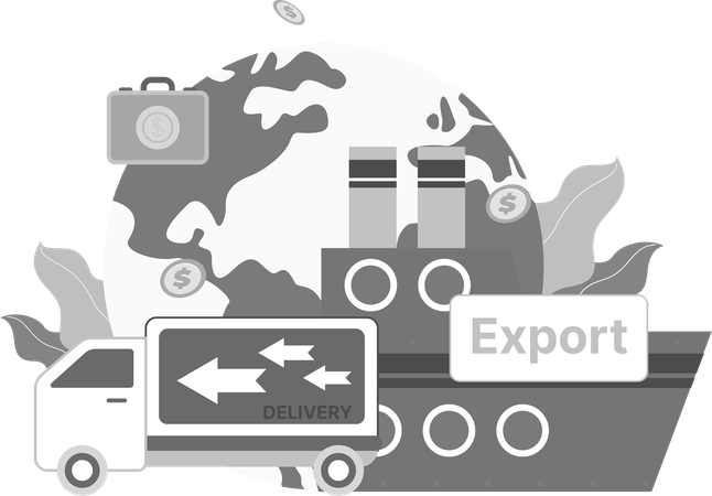 Exportação industrial  Ilustração