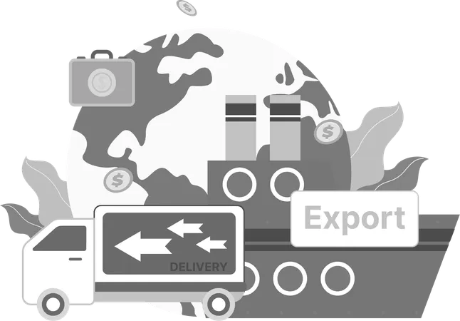 Exportação industrial  Ilustração