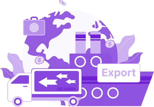 Exportação industrial  Ilustração