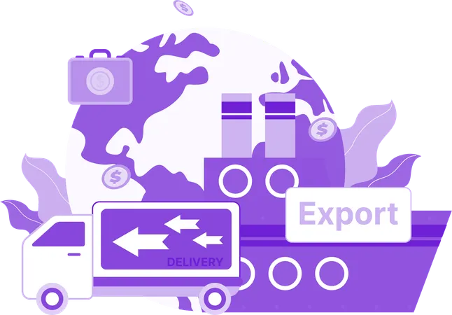 Exportação industrial  Ilustração