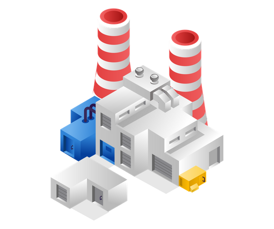 Industrial factory with Chimney  일러스트레이션