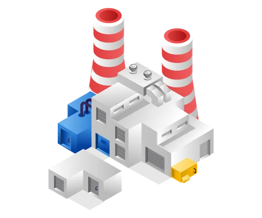 Industrial Factory With Chimney Illustration