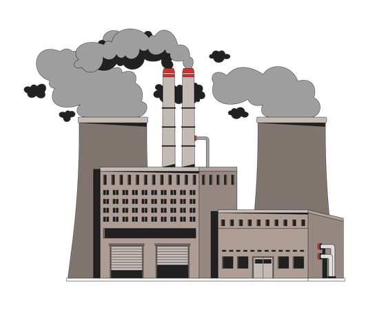 Industrial factory with smoke pollution  Illustration