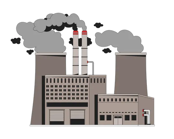 Industrial factory with smoke pollution  Illustration