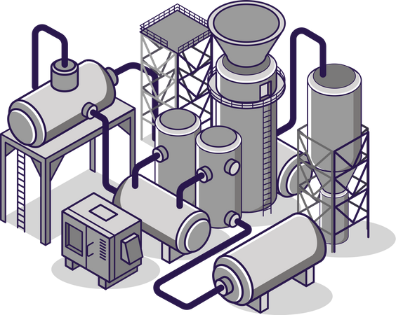 Industrial gas cylinders and pipelines  イラスト