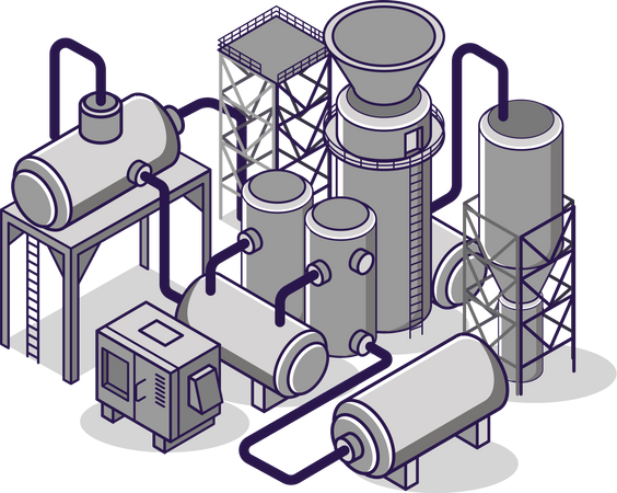 Industrial gas cylinders and pipelines  Illustration