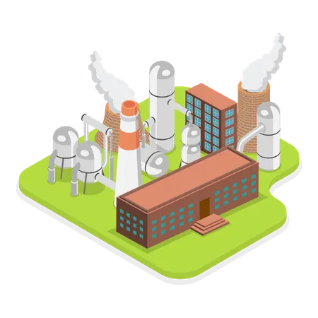 3 D Isometric Flat Vector Set Of Industrial Manufacturing Facilities Factories And Plants Item 2 Illustration
