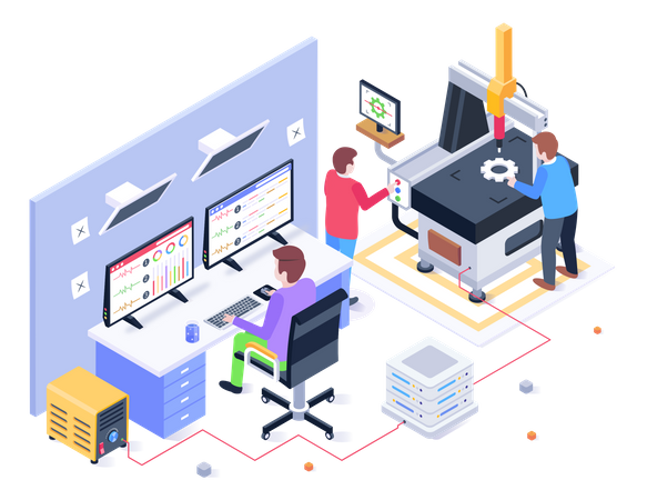 Industrial Parts Manufacturing Office  Illustration