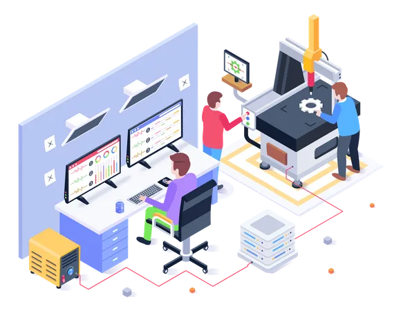 Industrial Parts Manufacturing Office  Illustration