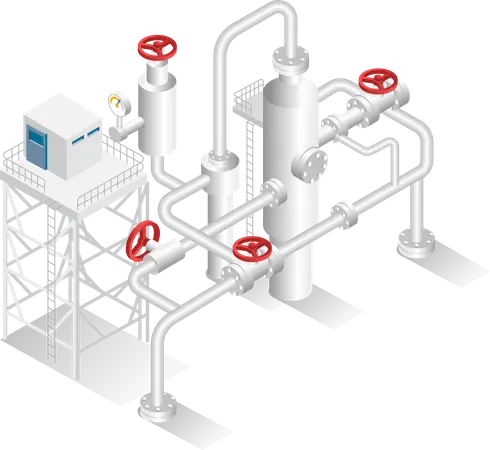 Industrial pipe factory for oil and gas  Illustration