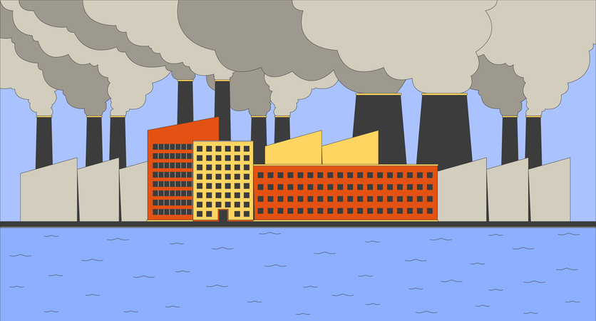 Industrial plant air pollutions  Illustration