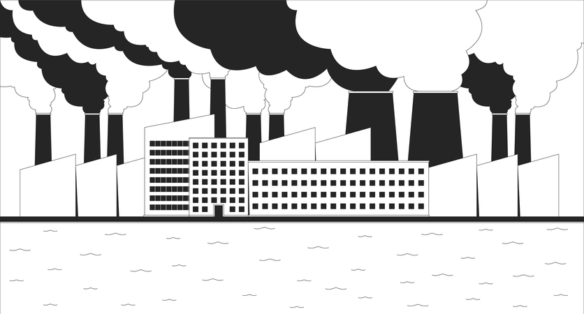 Industrial plant air pollutions  Illustration