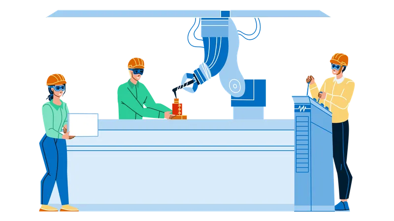 Industrial Production Controlling Workers  Illustration