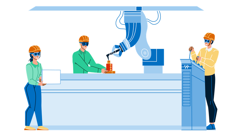 Industrial Production Controlling Workers  Illustration