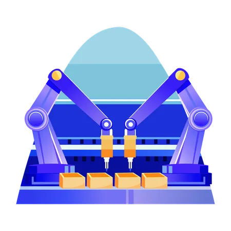 Industrial Robot working on product packaging  Illustration