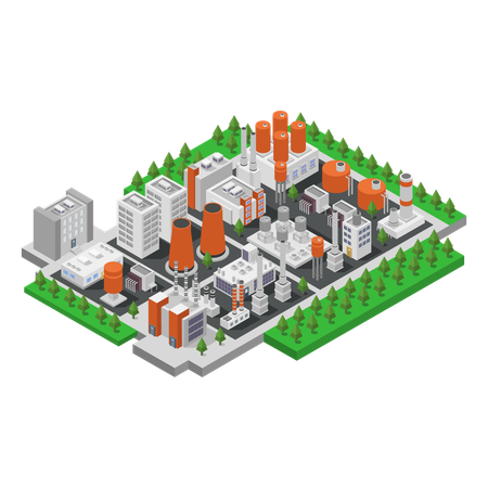 Industrial working plant  Illustration